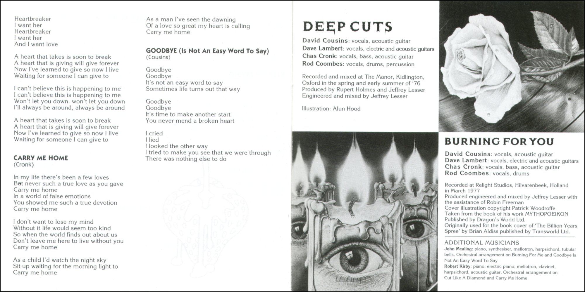 Deep Cuts/Burning For You CD booklet